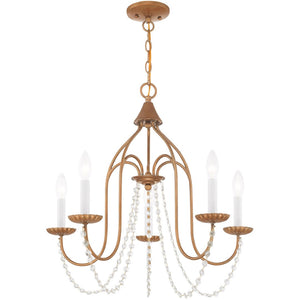 HomeRoots Five Light Dimmable Chandelier - Modern Steel Design with Adjustable Brightness for Elegant Spaces 687202