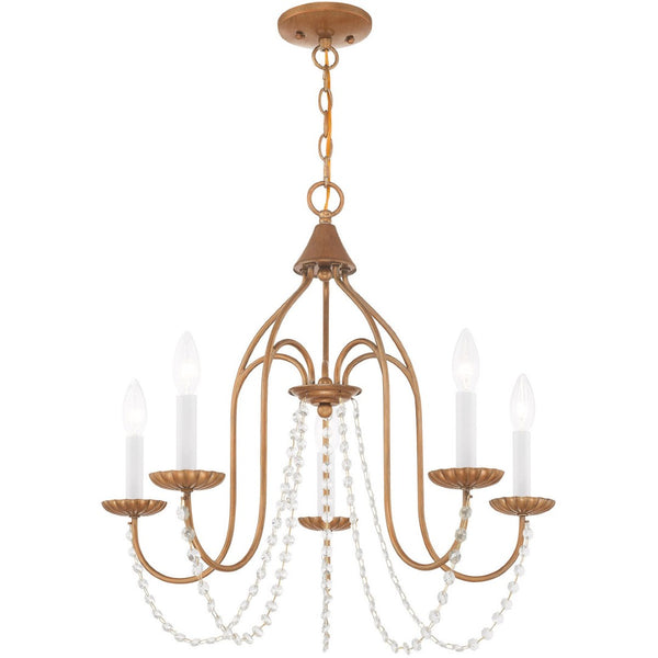 HomeRoots Five Light Dimmable Chandelier - Modern Steel Design with Adjustable Brightness for Elegant Spaces 687202