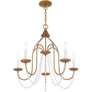 HomeRoots Five Light Dimmable Chandelier - Modern Steel Design with Adjustable Brightness for Elegant Spaces 687202