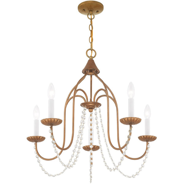 HomeRoots Five Light Dimmable Chandelier - Modern Steel Design with Adjustable Brightness for Elegant Spaces 687202