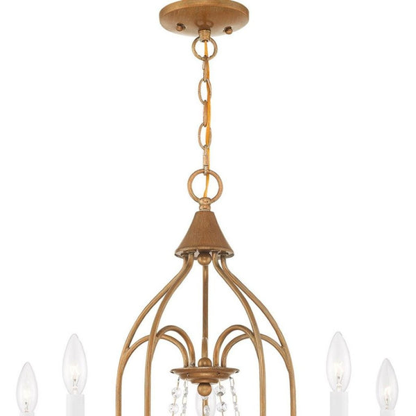 HomeRoots Five Light Dimmable Chandelier - Modern Steel Design with Adjustable Brightness for Elegant Spaces 687202