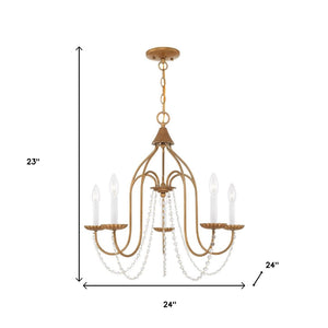 HomeRoots Five Light Dimmable Chandelier - Modern Steel Design with Adjustable Brightness for Elegant Spaces 687202