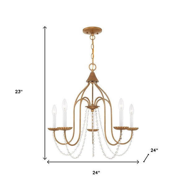 HomeRoots Five Light Dimmable Chandelier - Modern Steel Design with Adjustable Brightness for Elegant Spaces 687202
