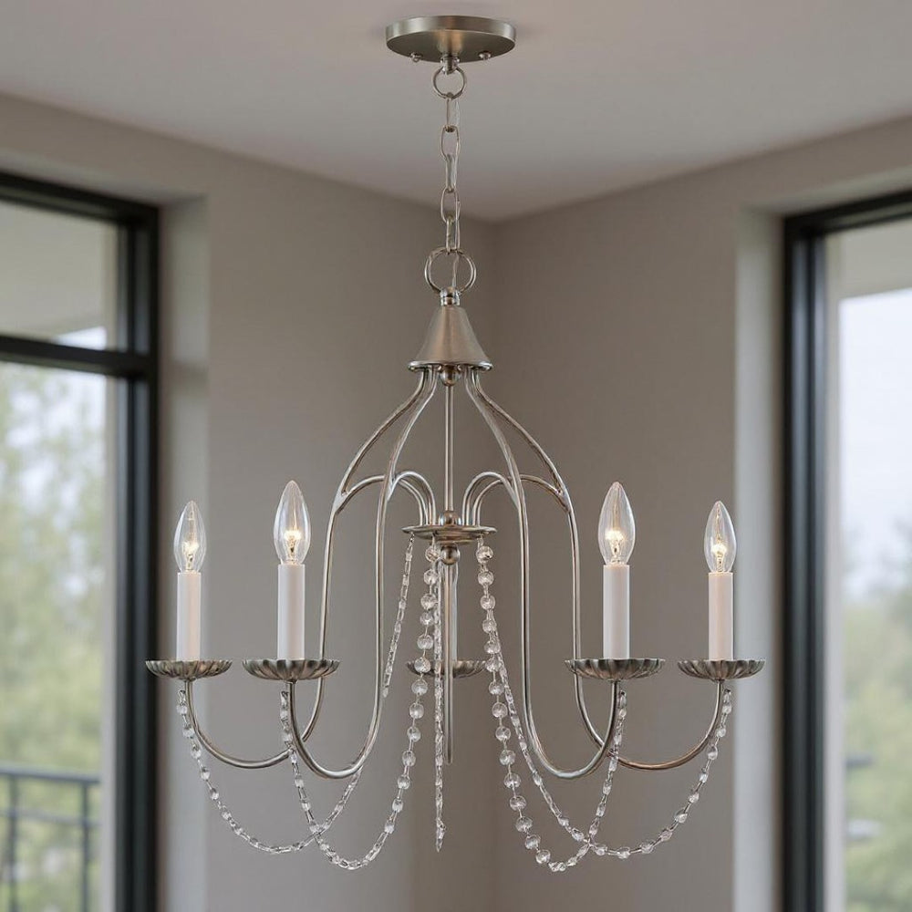 HomeRoots Five Light Dimmable Chandelier - Modern Cylinder Design for Stylish Illumination in Any Space 687204