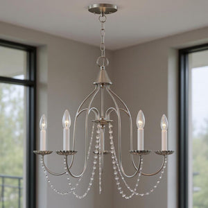 HomeRoots Five Light Dimmable Chandelier - Modern Cylinder Design for Stylish Illumination in Any Space 687204