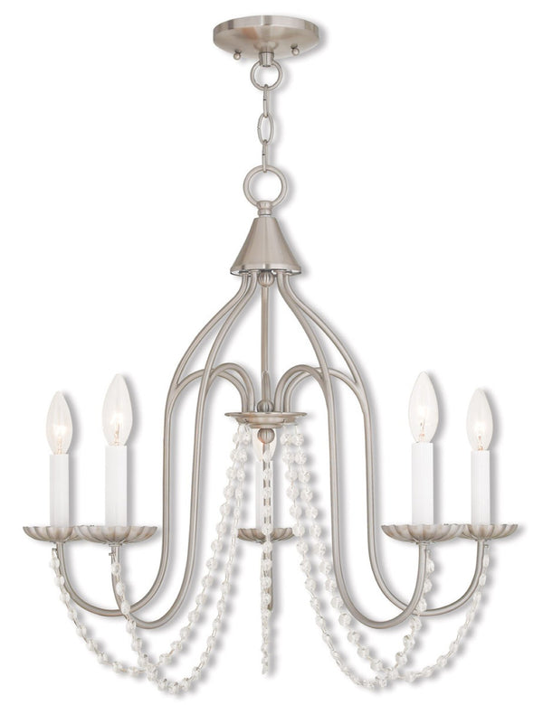 HomeRoots Five Light Dimmable Chandelier - Modern Cylinder Design for Stylish Illumination in Any Space 687204