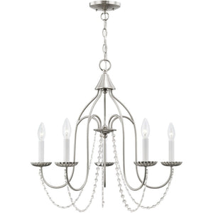 HomeRoots Five Light Dimmable Chandelier - Modern Cylinder Design for Stylish Illumination in Any Space 687204