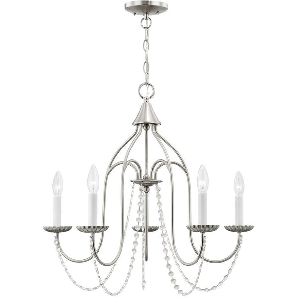 HomeRoots Five Light Dimmable Chandelier - Modern Cylinder Design for Stylish Illumination in Any Space 687204
