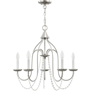 HomeRoots Five Light Dimmable Chandelier - Modern Cylinder Design for Stylish Illumination in Any Space 687204