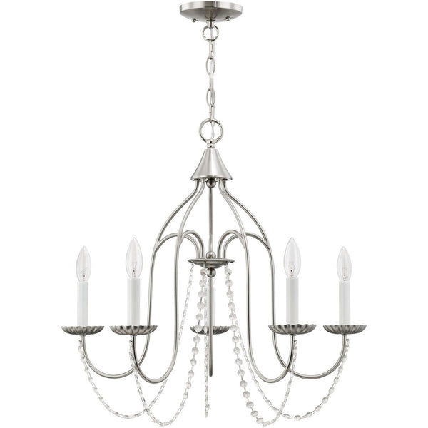 HomeRoots Five Light Dimmable Chandelier - Modern Cylinder Design for Stylish Illumination in Any Space 687204