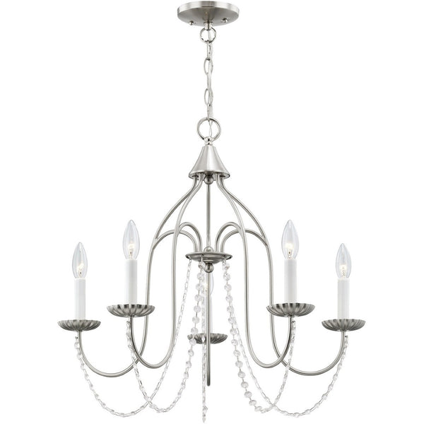 HomeRoots Five Light Dimmable Chandelier - Modern Cylinder Design for Stylish Illumination in Any Space 687204