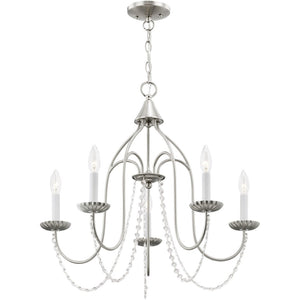 HomeRoots Five Light Dimmable Chandelier - Modern Cylinder Design for Stylish Illumination in Any Space 687204