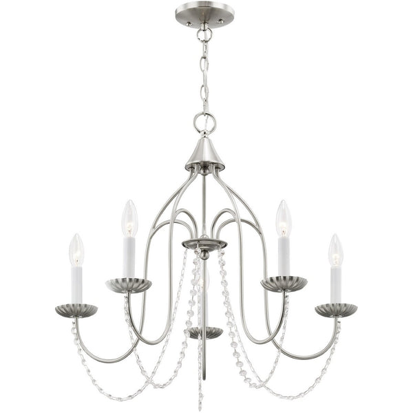 HomeRoots Five Light Dimmable Chandelier - Modern Cylinder Design for Stylish Illumination in Any Space 687204