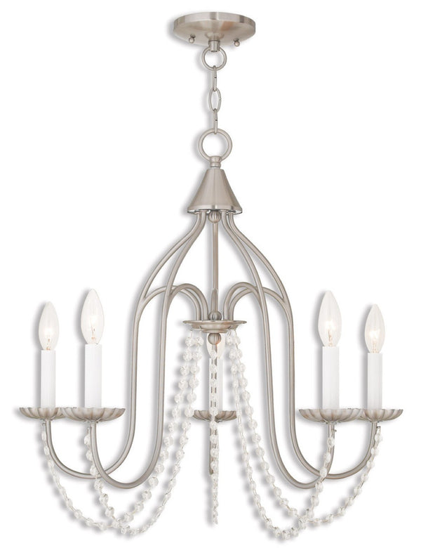 HomeRoots Five Light Dimmable Chandelier - Modern Cylinder Design for Stylish Illumination in Any Space 687204