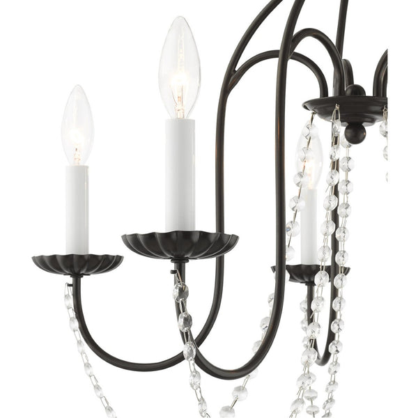 HomeRoots Five Light Dimmable Chandelier with Sleek Cylinder Shades for Modern Homes - Stylish Ambiance Lighting 687205