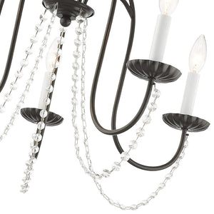 HomeRoots Five Light Dimmable Chandelier with Sleek Cylinder Shades for Modern Homes - Stylish Ambiance Lighting 687205
