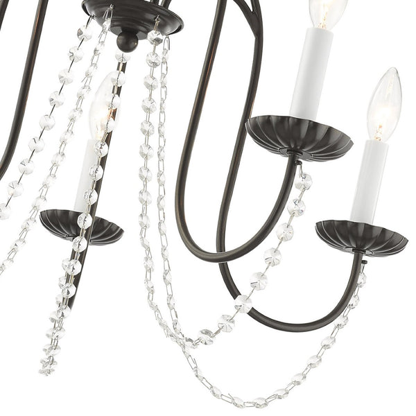 HomeRoots Five Light Dimmable Chandelier with Sleek Cylinder Shades for Modern Homes - Stylish Ambiance Lighting 687205