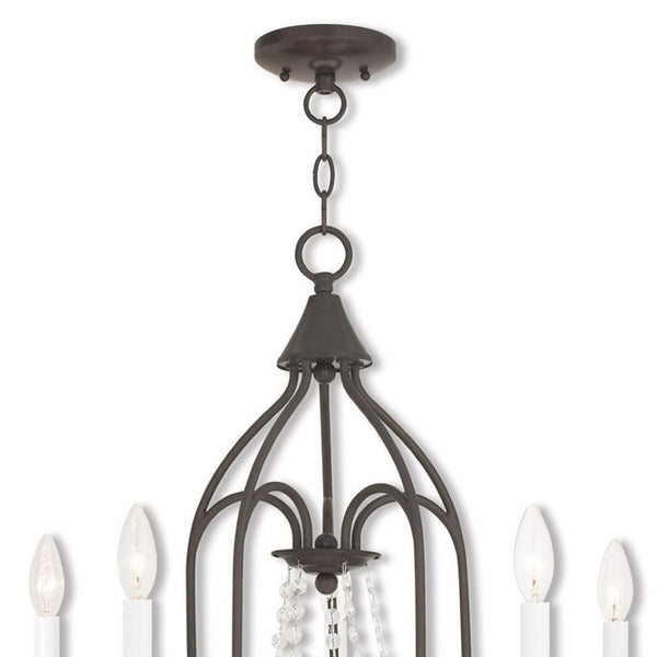HomeRoots Five Light Dimmable Chandelier with Sleek Cylinder Shades for Modern Homes - Stylish Ambiance Lighting 687205