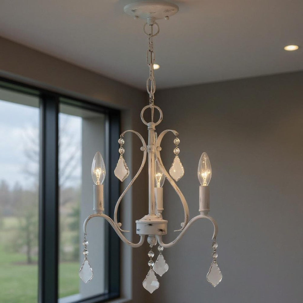 HomeRoots Three Light Dimmable Chandelier - Modern Cylindrical Steel Shades for Elegant Home Lighting Design 687207