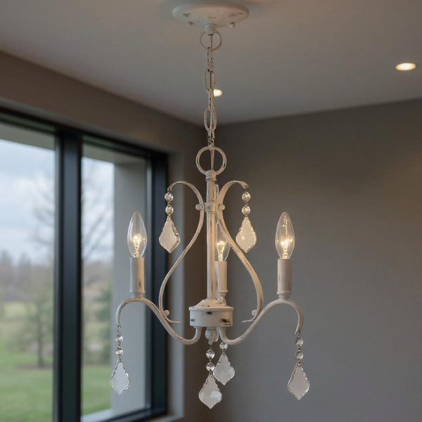 HomeRoots Three Light Dimmable Chandelier - Modern Cylindrical Steel Shades for Elegant Home Lighting Design 687207