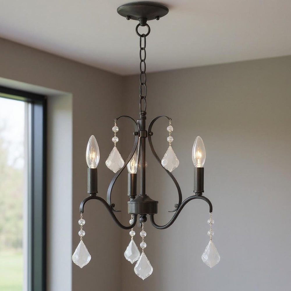 HomeRoots Three Light Dimmable Chandelier – Modern Steel Fixture with Cylinder Shades for Stylish Interiors 687209