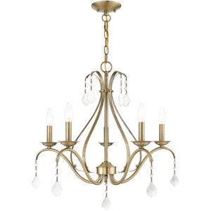 HomeRoots Five Light Dimmable Chandelier - Modern Cylindrical Shades for Stylish Ambiance in Any Room 687210