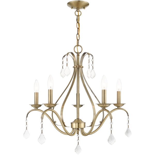 HomeRoots Five Light Dimmable Chandelier - Modern Cylindrical Shades for Stylish Ambiance in Any Room 687210