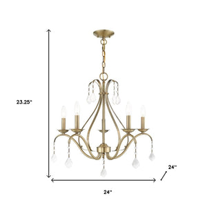 HomeRoots Five Light Dimmable Chandelier - Modern Cylindrical Shades for Stylish Ambiance in Any Room 687210