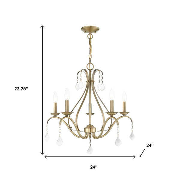 HomeRoots Five Light Dimmable Chandelier - Modern Cylindrical Shades for Stylish Ambiance in Any Room 687210
