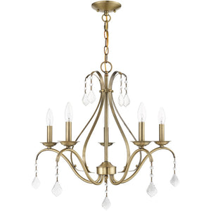 HomeRoots Five Light Dimmable Chandelier - Modern Cylindrical Shades for Stylish Ambiance in Any Room 687210