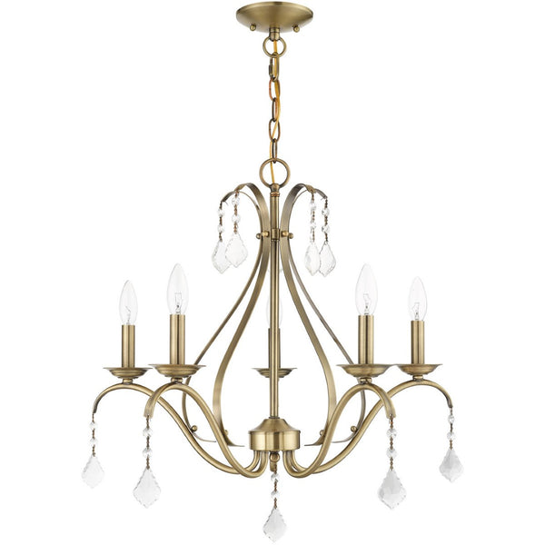HomeRoots Five Light Dimmable Chandelier - Modern Cylindrical Shades for Stylish Ambiance in Any Room 687210