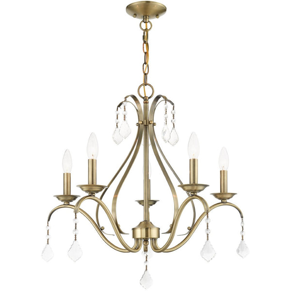 HomeRoots Five Light Dimmable Chandelier - Modern Cylindrical Shades for Stylish Ambiance in Any Room 687210