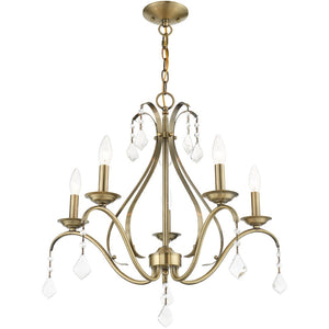 HomeRoots Five Light Dimmable Chandelier - Modern Cylindrical Shades for Stylish Ambiance in Any Room 687210