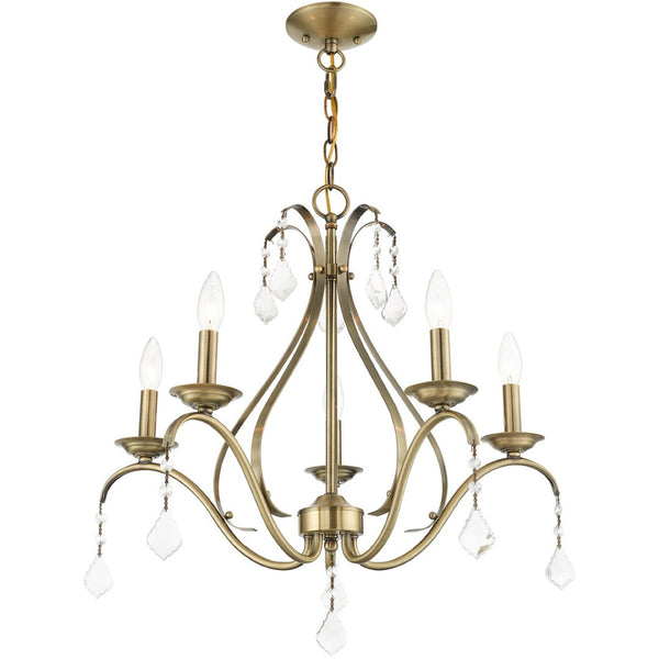 HomeRoots Five Light Dimmable Chandelier - Modern Cylindrical Shades for Stylish Ambiance in Any Room 687210