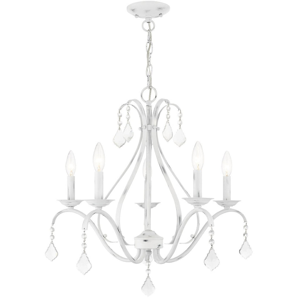 HomeRoots Five Light Dimmable Chandelier with Cylinder Shades - Modern Design for Elegant Ambiance & Versatility 687211