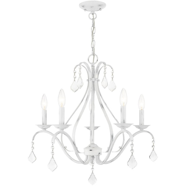 HomeRoots Five Light Dimmable Chandelier with Cylinder Shades - Modern Design for Elegant Ambiance & Versatility 687211