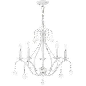 HomeRoots Five Light Dimmable Chandelier with Cylinder Shades - Modern Design for Elegant Ambiance & Versatility 687211