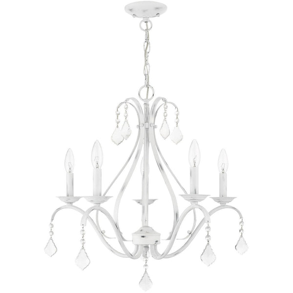 HomeRoots Five Light Dimmable Chandelier with Cylinder Shades - Modern Design for Elegant Ambiance & Versatility 687211