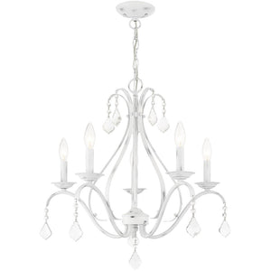 HomeRoots Five Light Dimmable Chandelier with Cylinder Shades - Modern Design for Elegant Ambiance & Versatility 687211