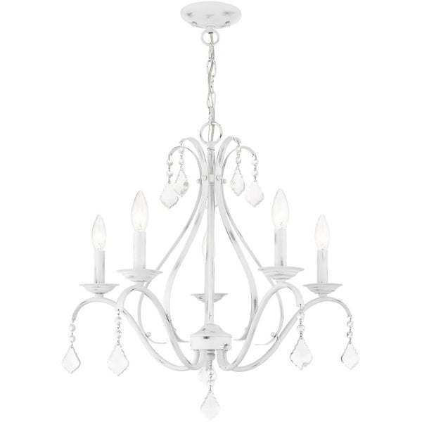HomeRoots Five Light Dimmable Chandelier with Cylinder Shades - Modern Design for Elegant Ambiance & Versatility 687211