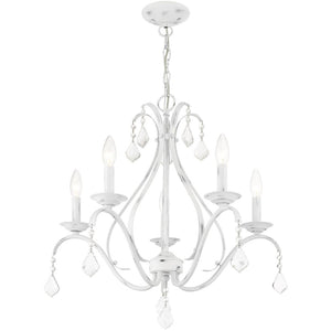 HomeRoots Five Light Dimmable Chandelier with Cylinder Shades - Modern Design for Elegant Ambiance & Versatility 687211