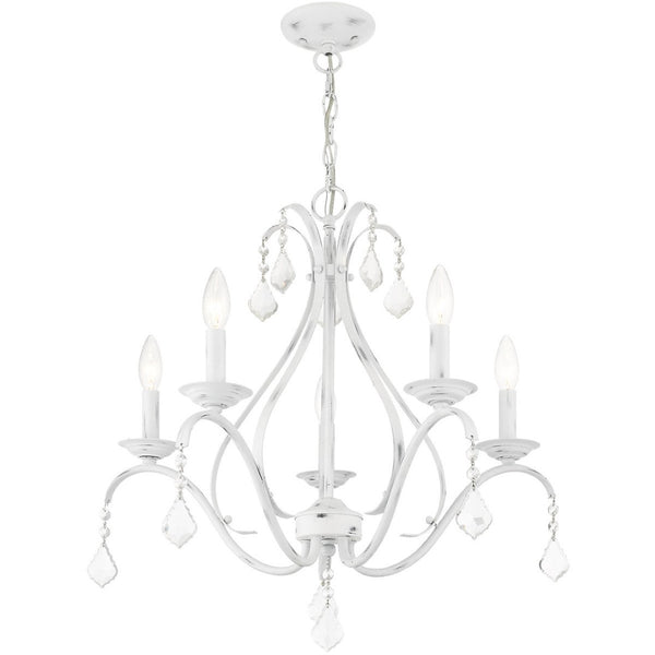 HomeRoots Five Light Dimmable Chandelier with Cylinder Shades - Modern Design for Elegant Ambiance & Versatility 687211