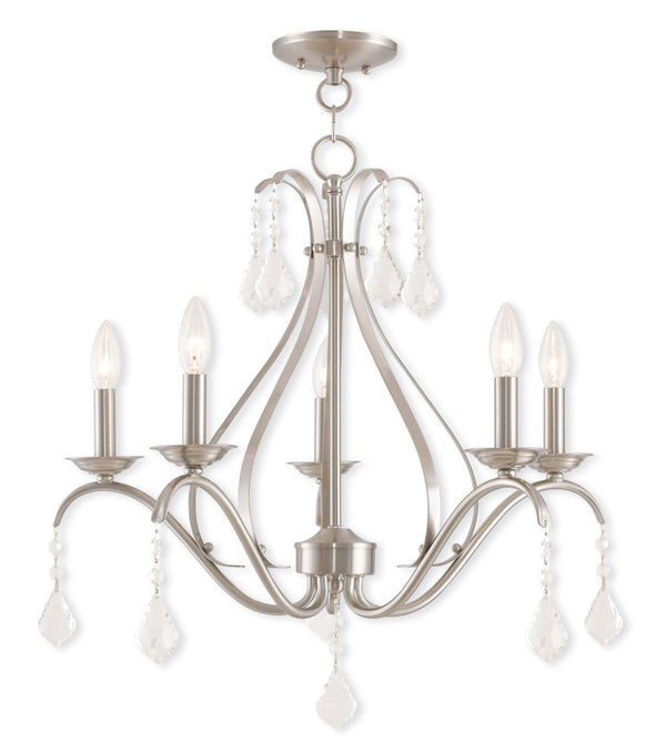 HomeRoots Five Light Dimmable Chandelier - Modern Cylindrical Shades for Versatile Ambient Lighting in Style 687212
