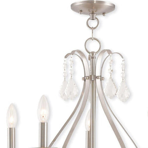 HomeRoots Five Light Dimmable Chandelier - Modern Cylindrical Shades for Versatile Ambient Lighting in Style 687212