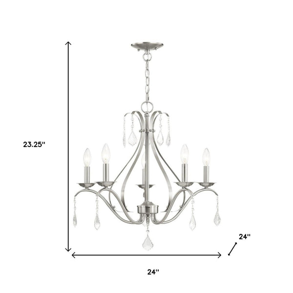 HomeRoots Five Light Dimmable Chandelier - Modern Cylindrical Shades for Versatile Ambient Lighting in Style 687212