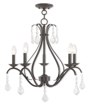 HomeRoots Five Light Dimmable Chandelier with Sleek Cylindrical Shades - Modern Steel Fixture for Any Room 687213