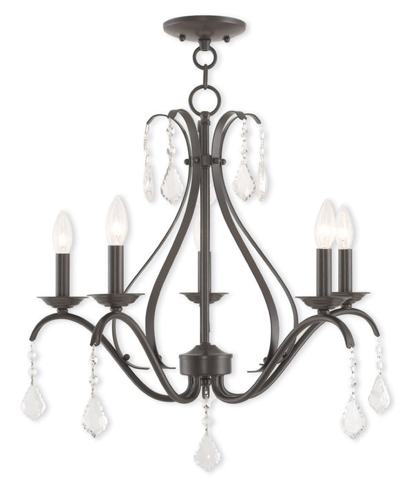HomeRoots Five Light Dimmable Chandelier with Sleek Cylindrical Shades - Modern Steel Fixture for Any Room 687213