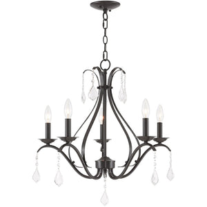 HomeRoots Five Light Dimmable Chandelier with Sleek Cylindrical Shades - Modern Steel Fixture for Any Room 687213
