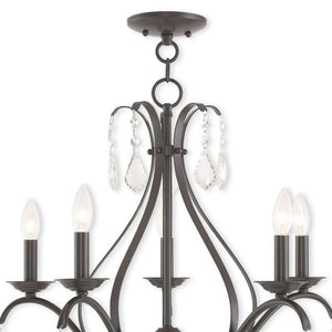 HomeRoots Five Light Dimmable Chandelier with Sleek Cylindrical Shades - Modern Steel Fixture for Any Room 687213