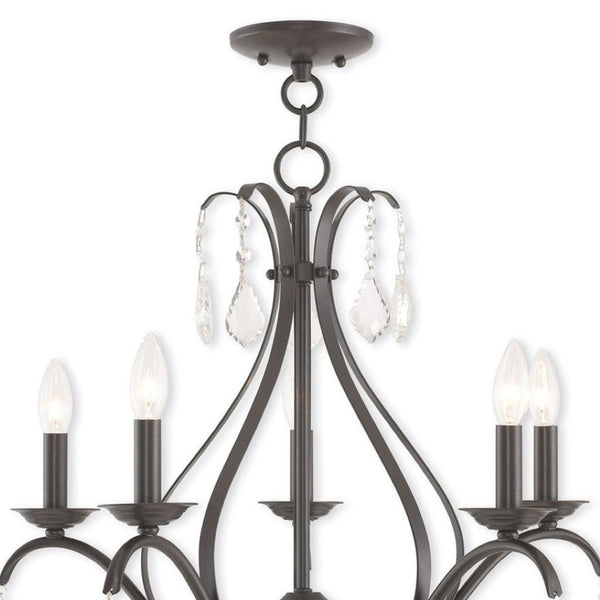 HomeRoots Five Light Dimmable Chandelier with Sleek Cylindrical Shades - Modern Steel Fixture for Any Room 687213